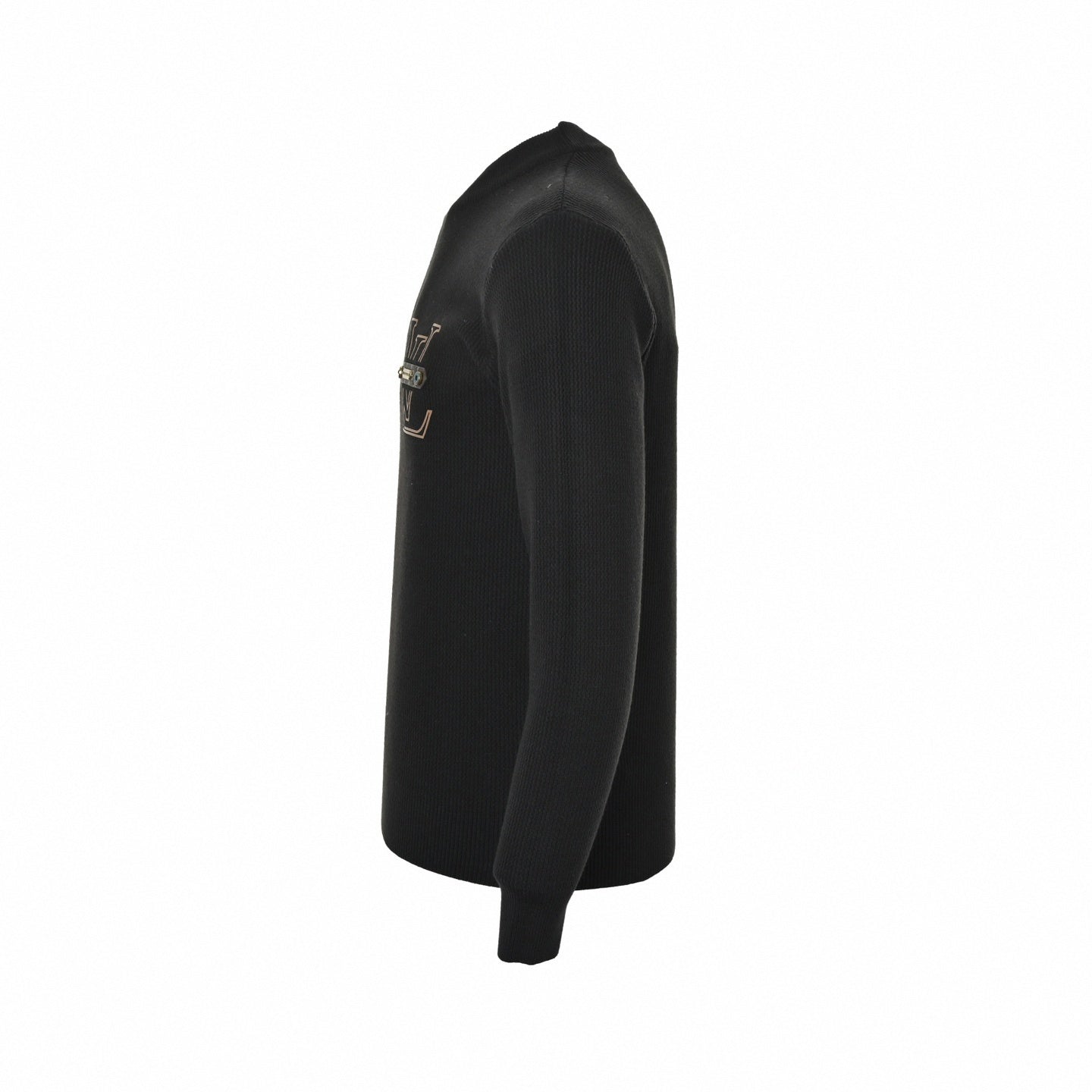 LV Appliqué Ribbed Knit Sweater | Black