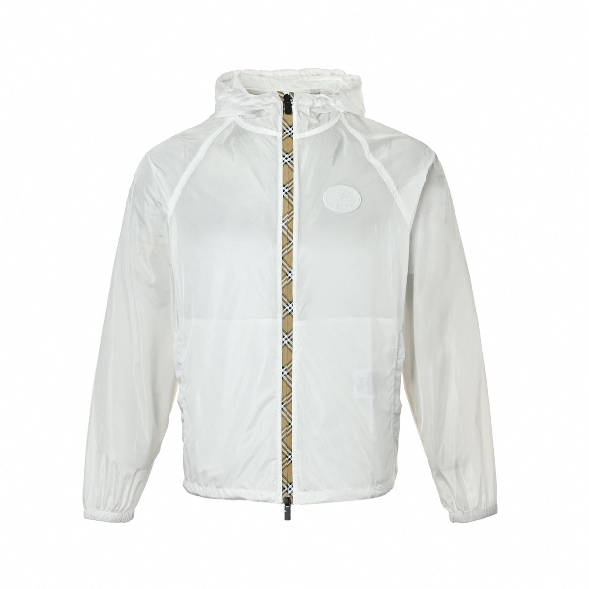 Vintage Check Trim Hooded Jacket | White