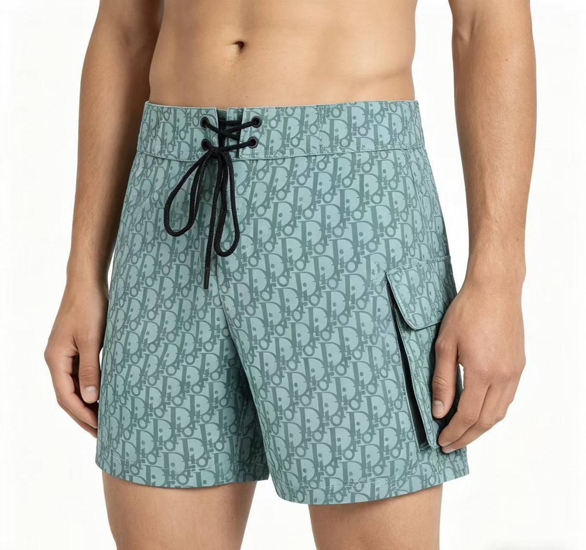 Oblique Swim Shorts | Aqua Green