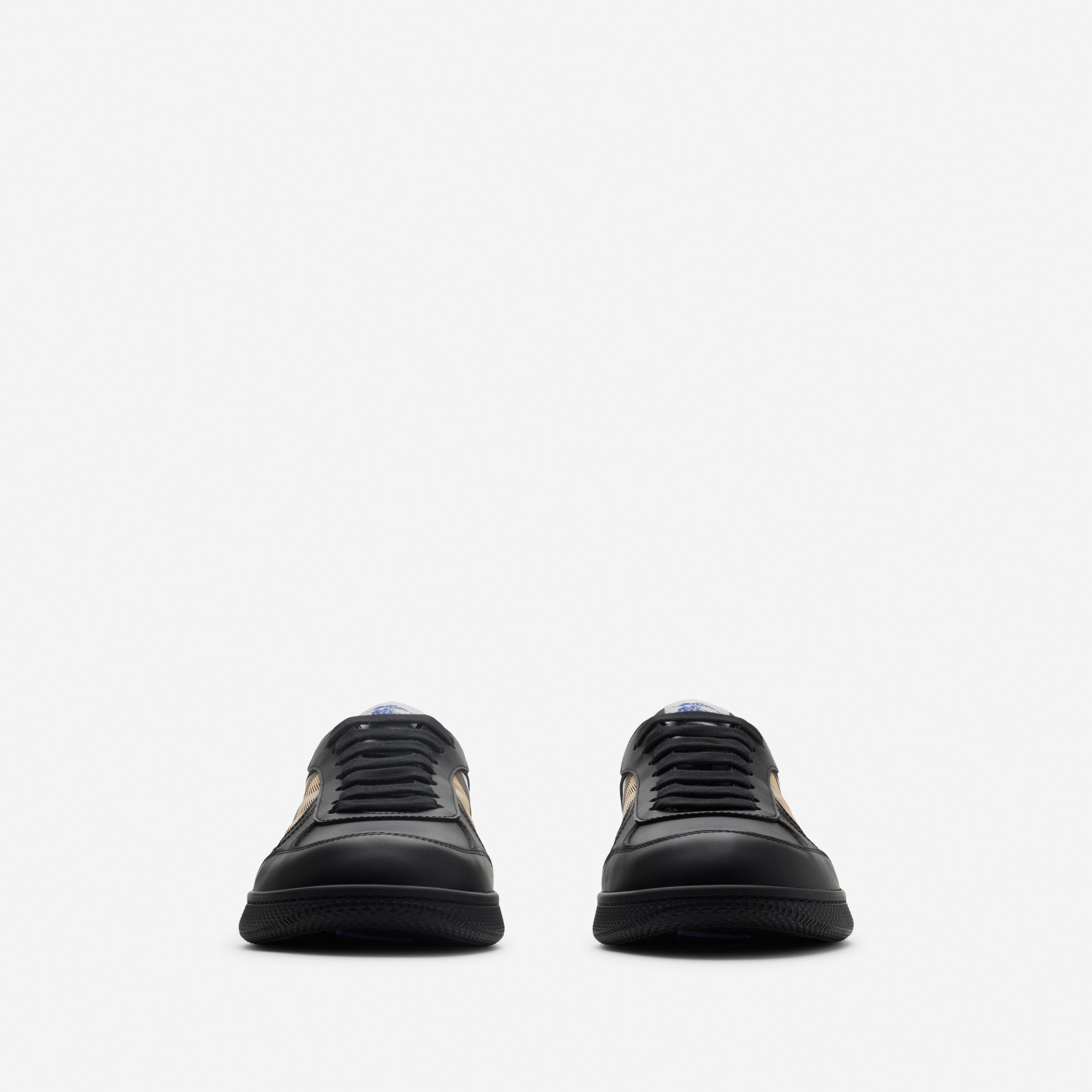Check Panel Leather Low-Top Sneakers