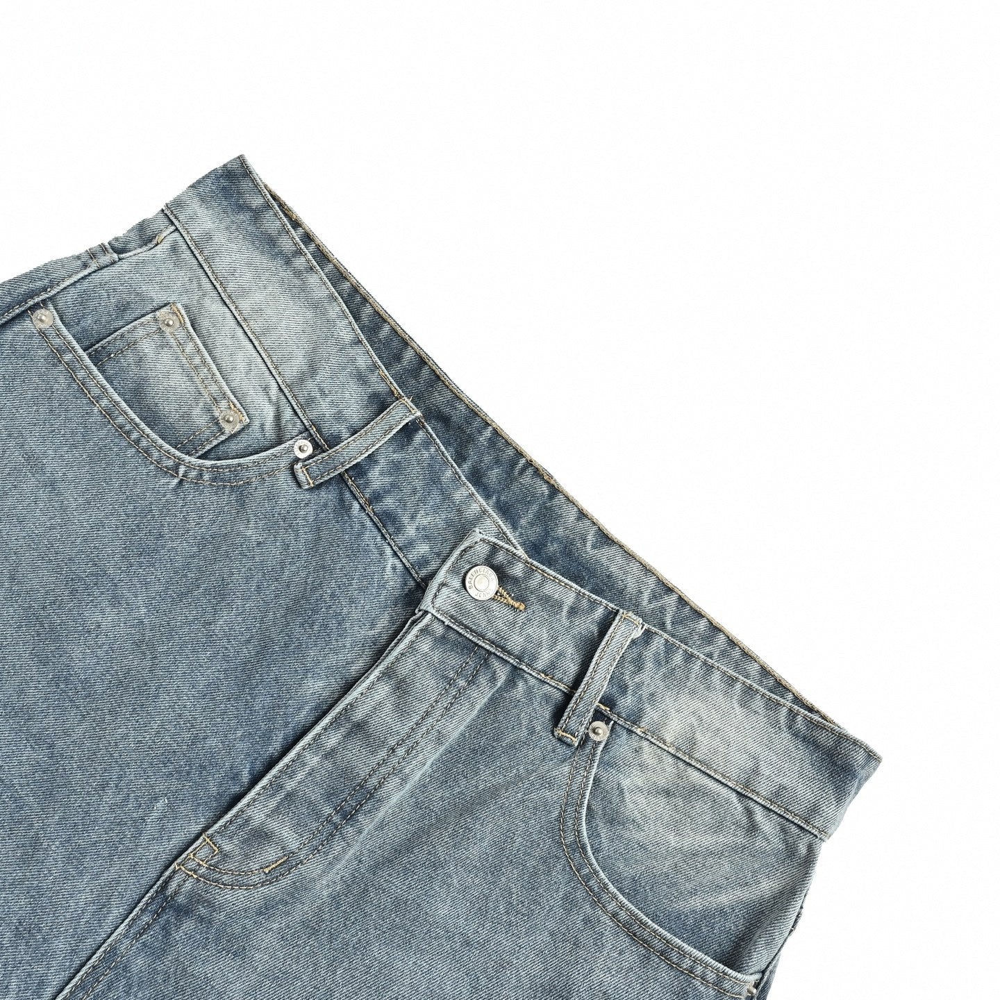 Oversized Distressed Denim Shorts | Light Blue Wash