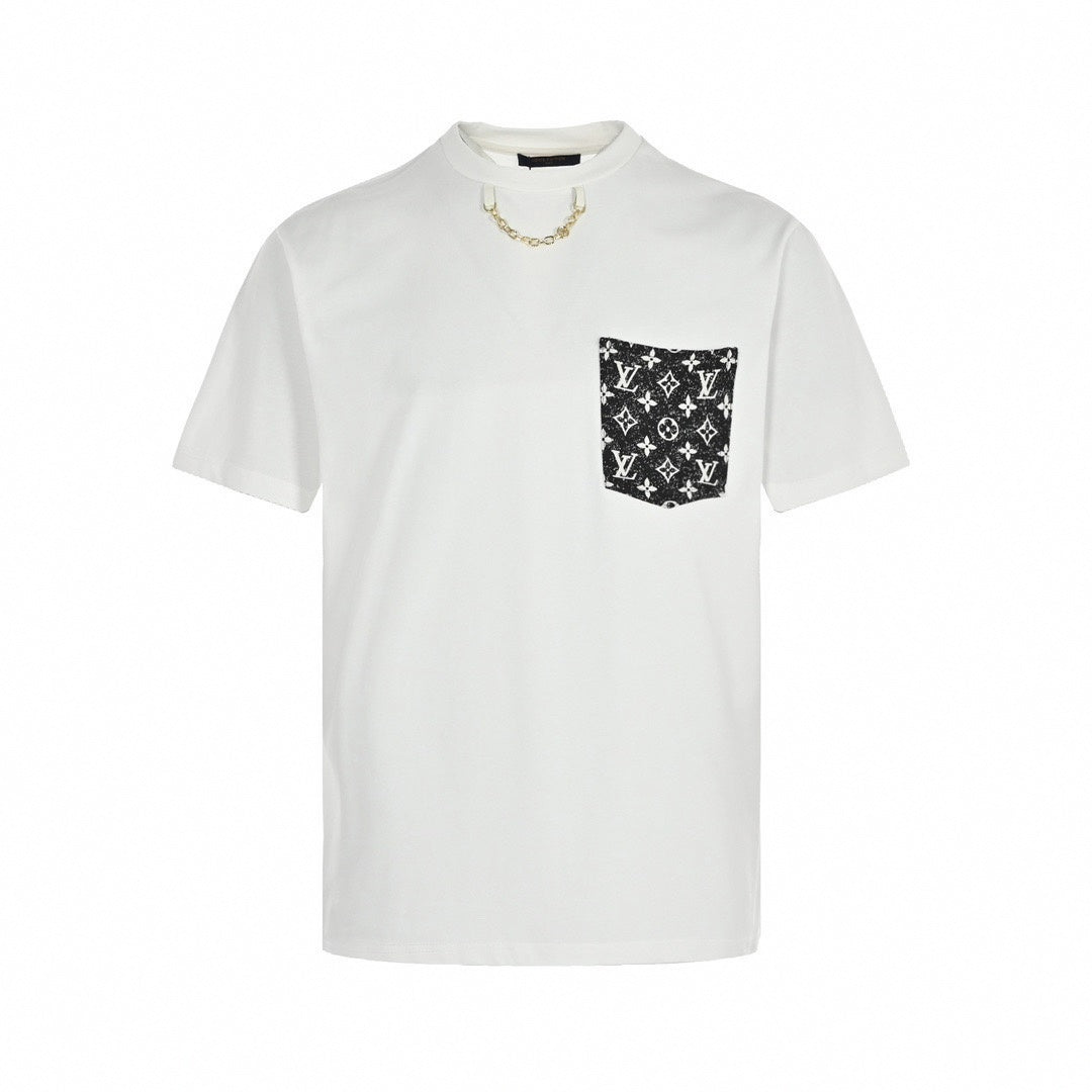 Monogram Pocket Chain T-Shirt | White