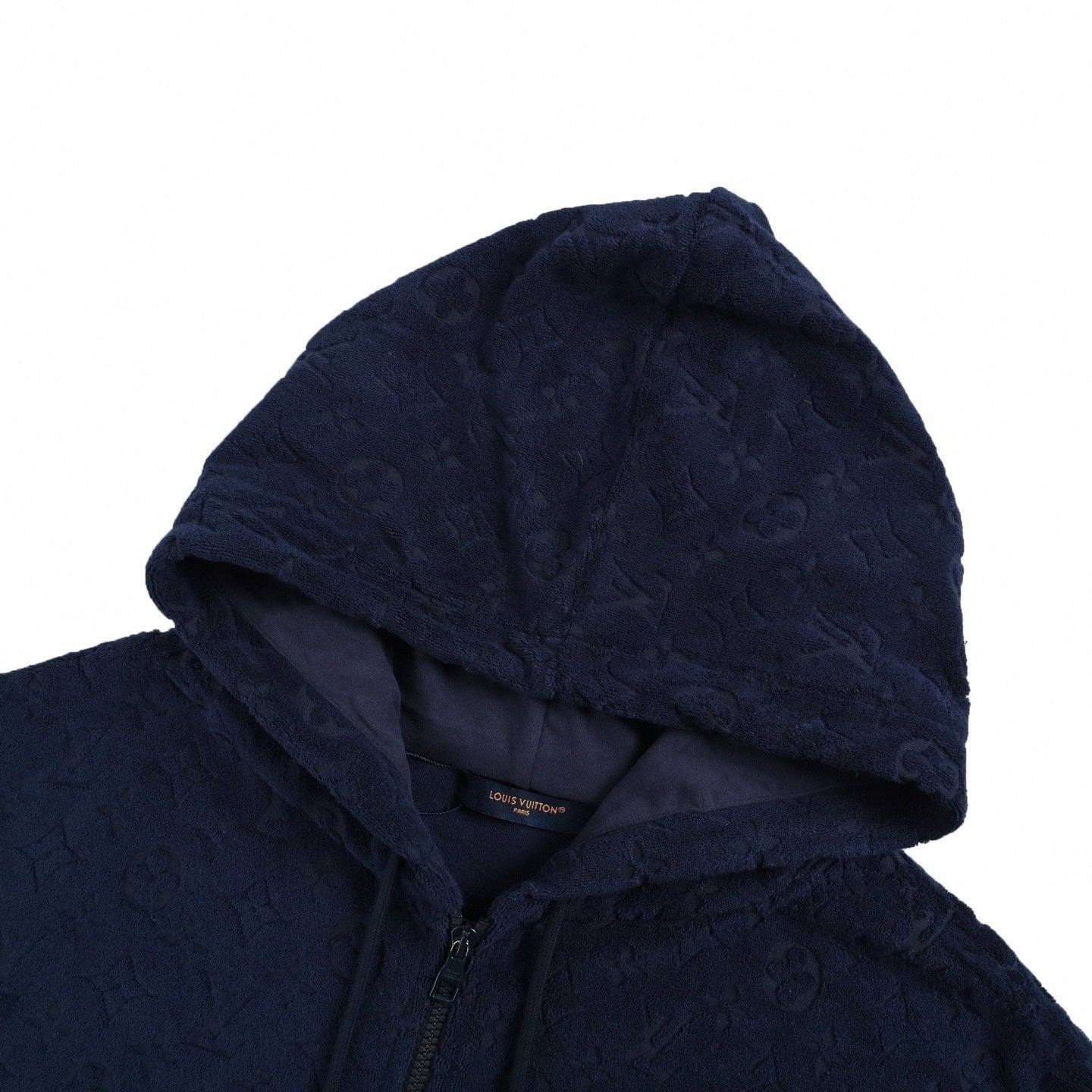 Monogram Toweling Zip-Up Hoodie | Navy