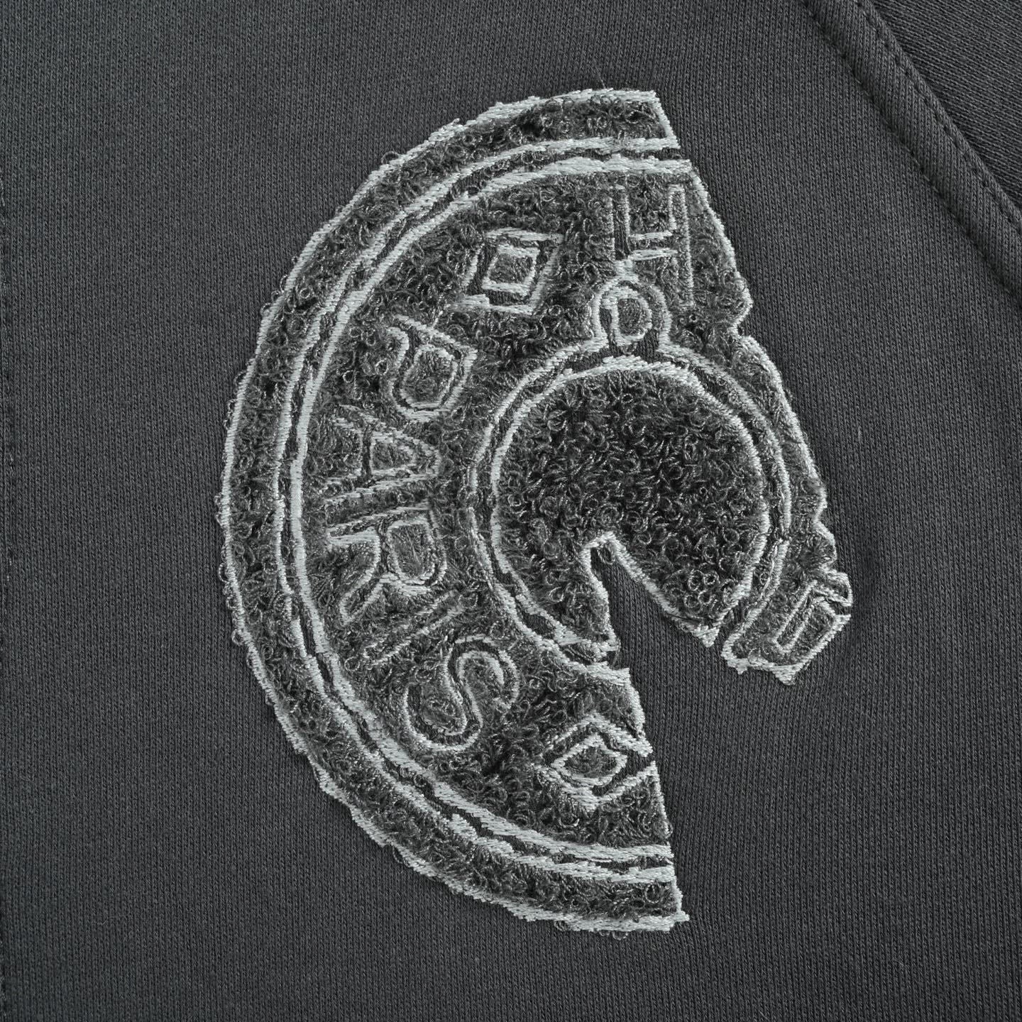 Chenille Horse Patch Varsity Jacket | Dark Grey