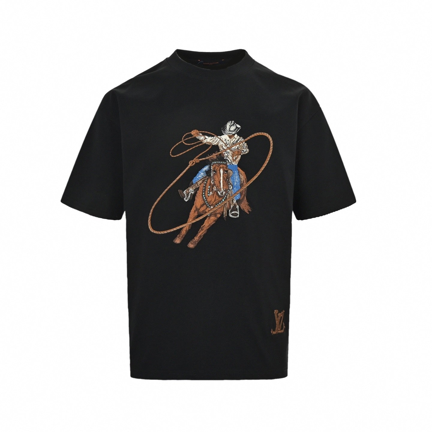 Embroidered Cowboy T-Shirt - Black