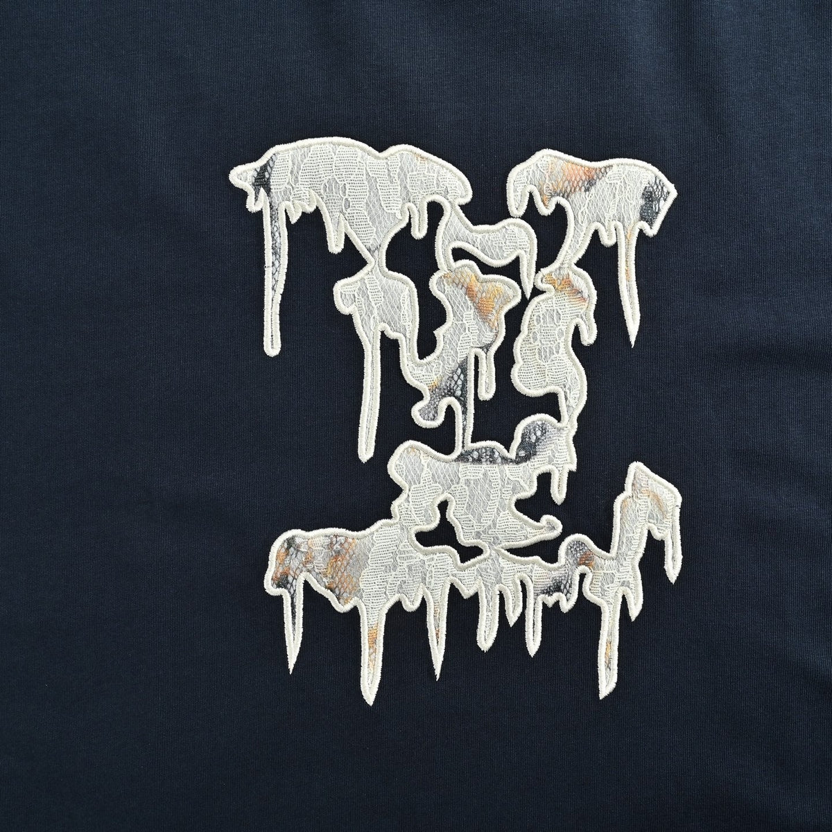 Melting Lace Monogram T-Shirt | Dark Navy
