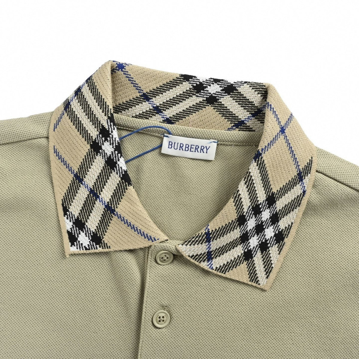 Check Collar Piqué Polo | Sage Green