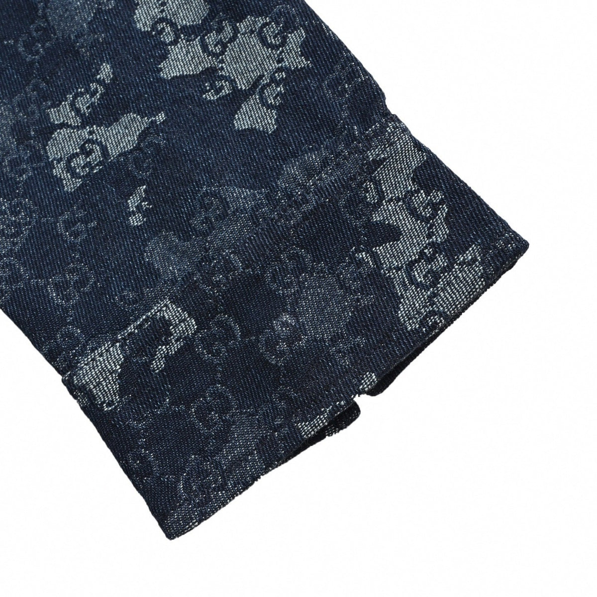 Camouflage Jacquard Denim Overshirt | Navy Blue