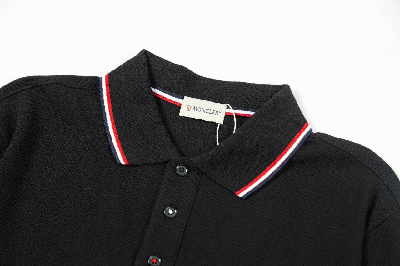 Tri-Color Trim Long-Sleeve Polo