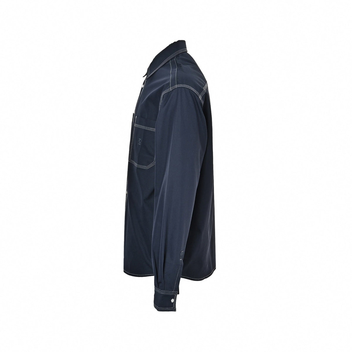 Contrast Stitch Overshirt - Navy