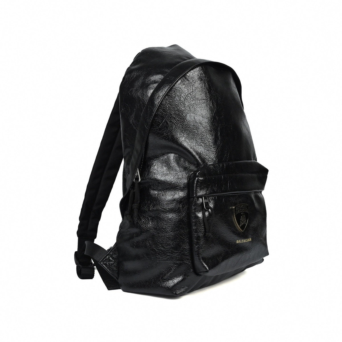 Balenciaga x Automobili Lamborghini Crinkled Leather Backpack | Black