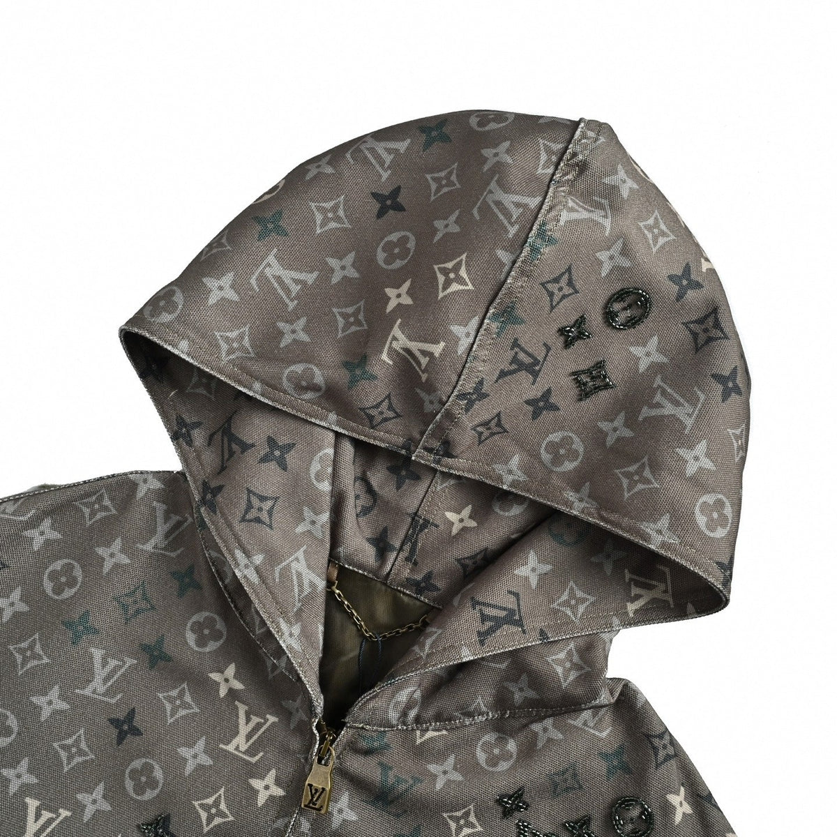 Beaded Monogram Canvas Hooded Jacket - Taupe/Grey