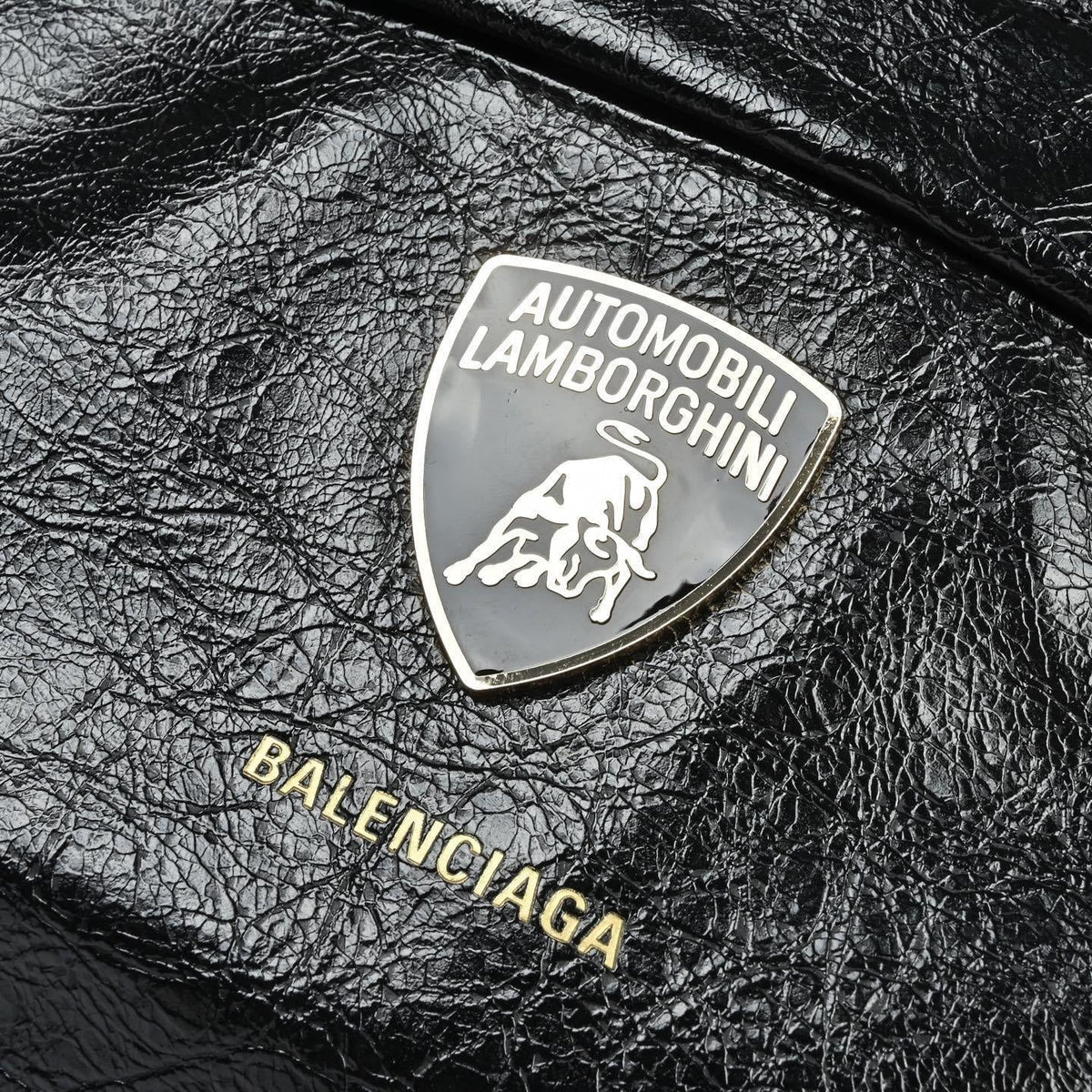Balenciaga x Automobili Lamborghini Crinkled Leather Backpack | Black