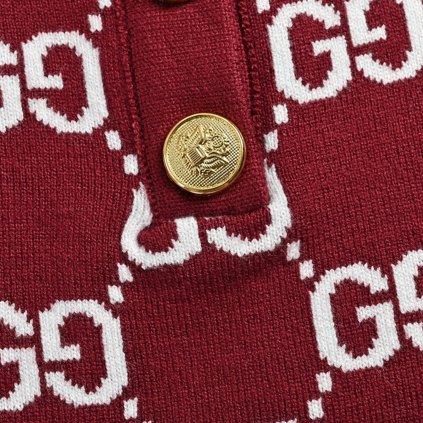 Monogram Knit Polo Shirt | Burgundy & White