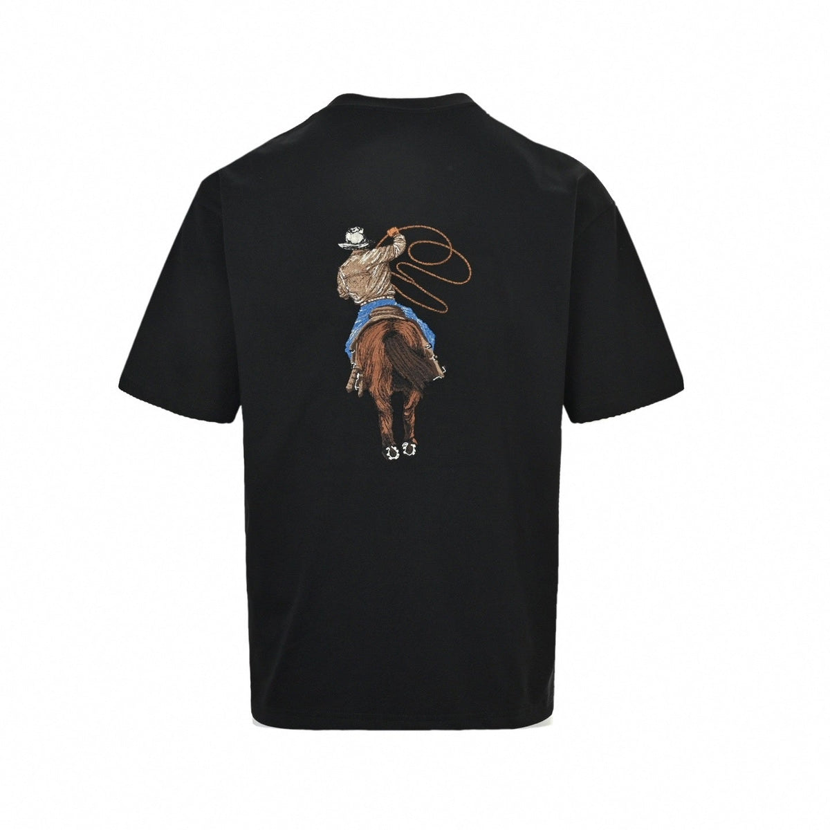 Embroidered Cowboy T-Shirt - Black