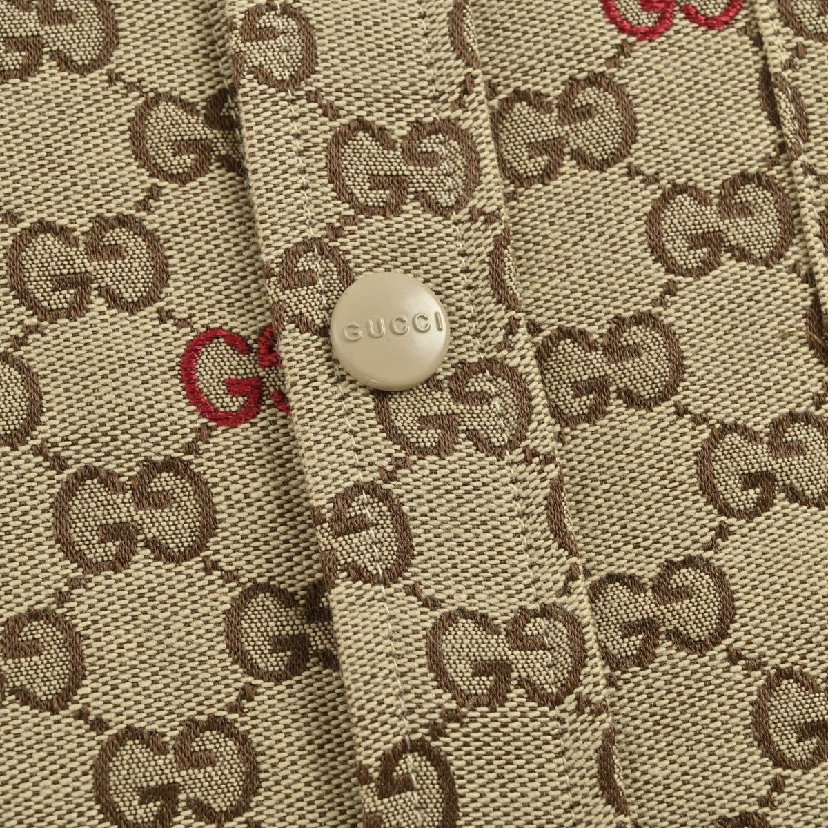 Colorful GG Embroidery Canvas Jacquard Overshirt | Beige