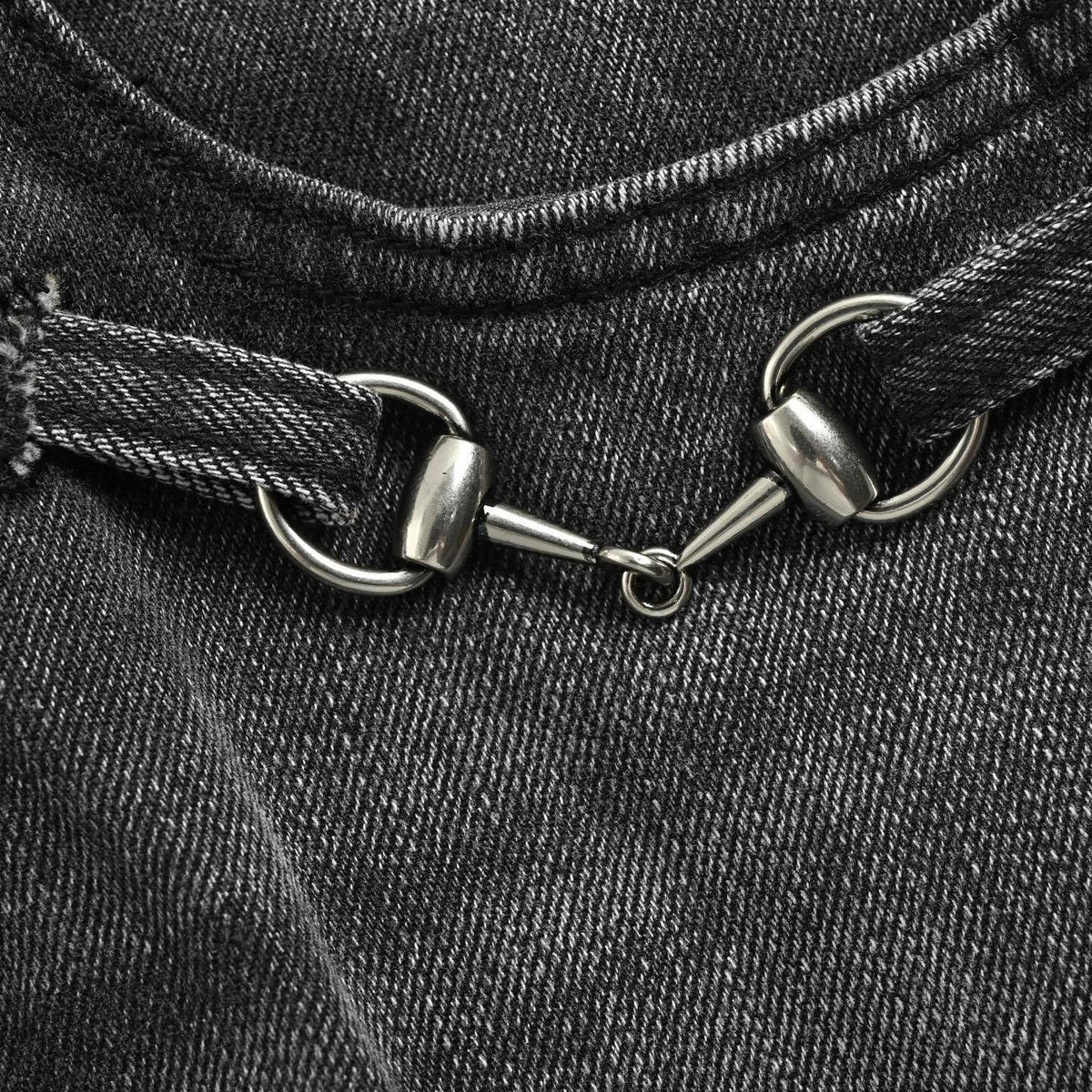 Horsebit Washed Denim Jeans