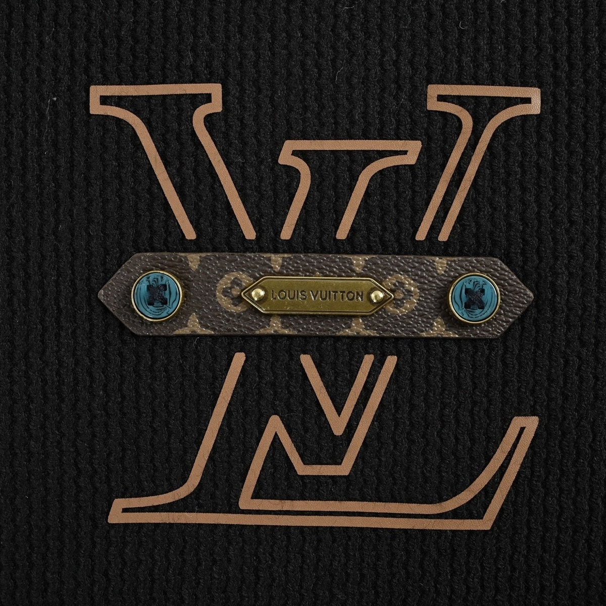 LV Appliqué Ribbed Knit Sweater | Black