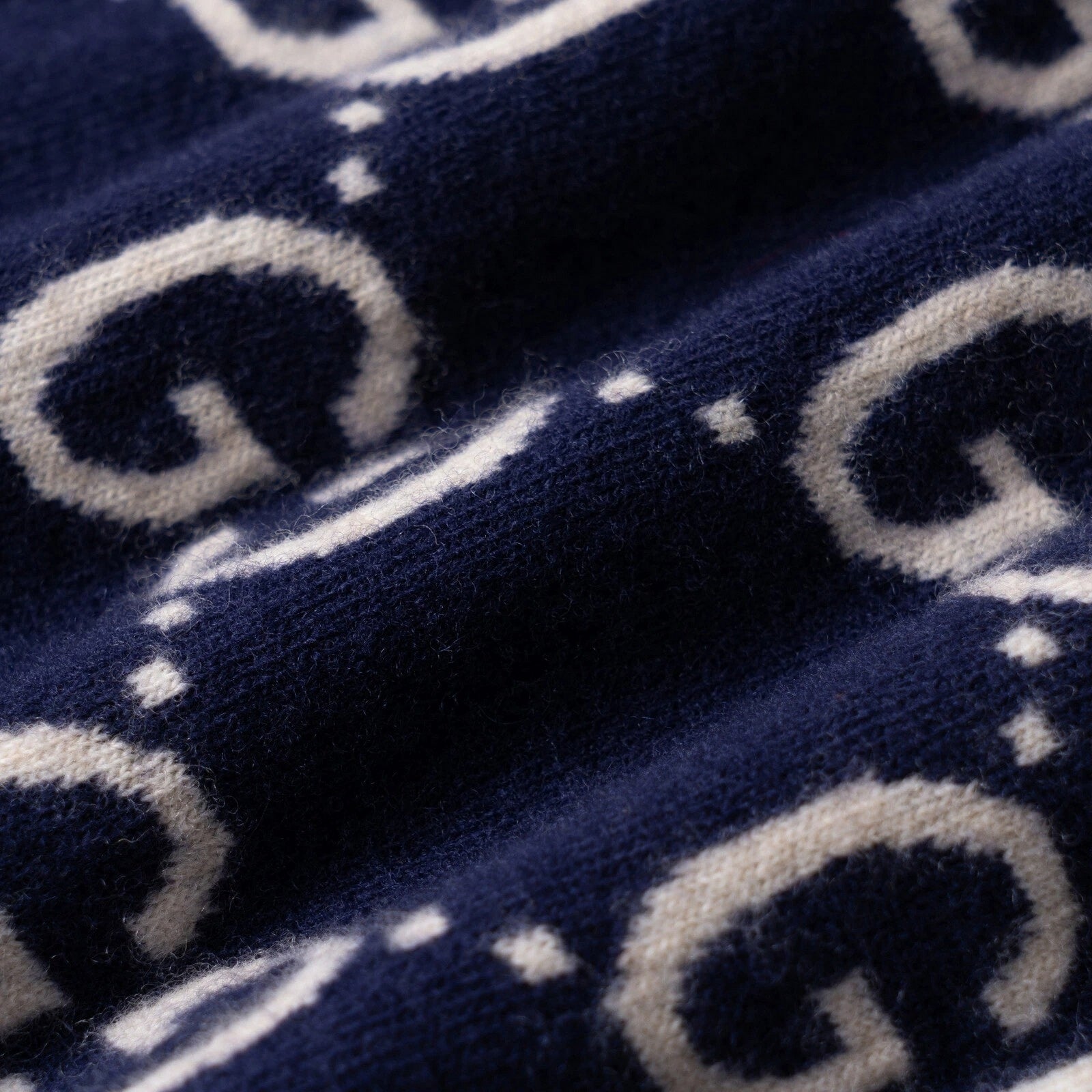 Cotton Wool Picot Trim Sweater - Navy
