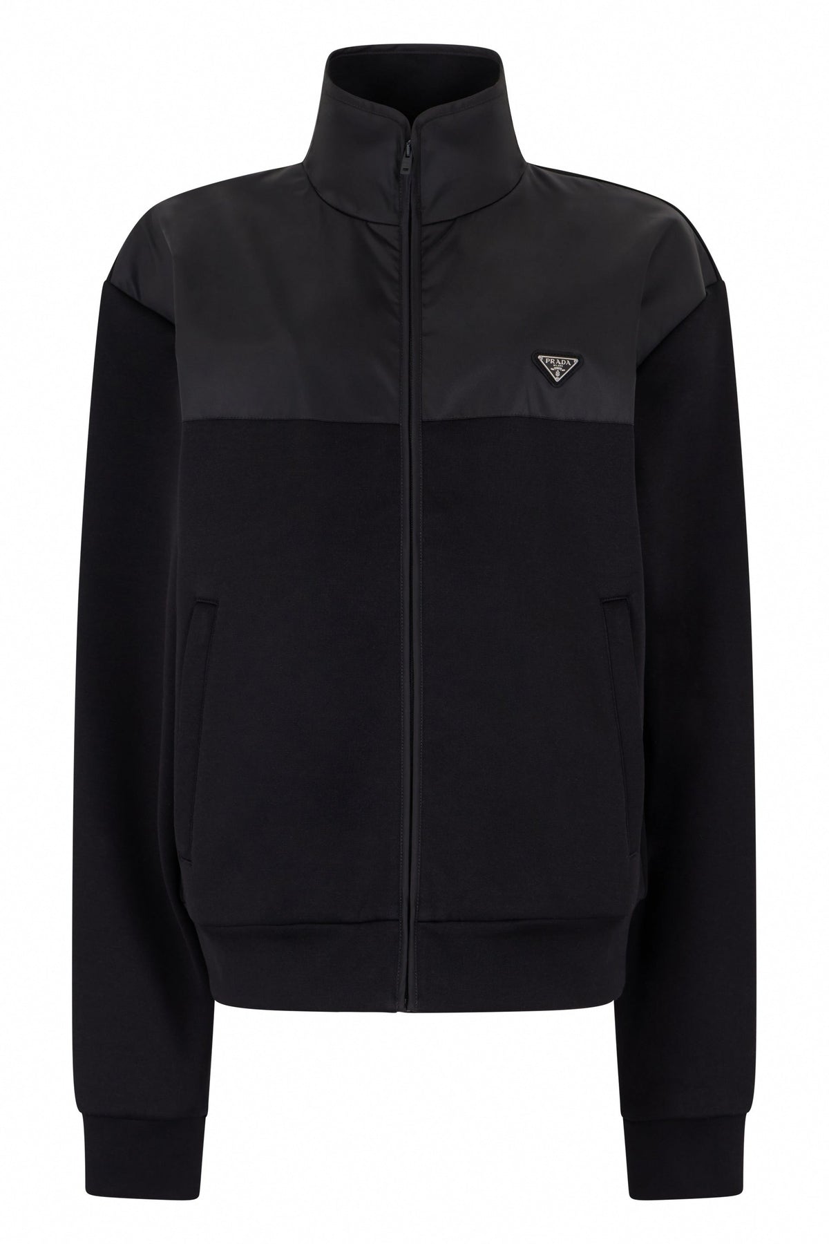 Paneled Zip-Up Sweatshirt | Black