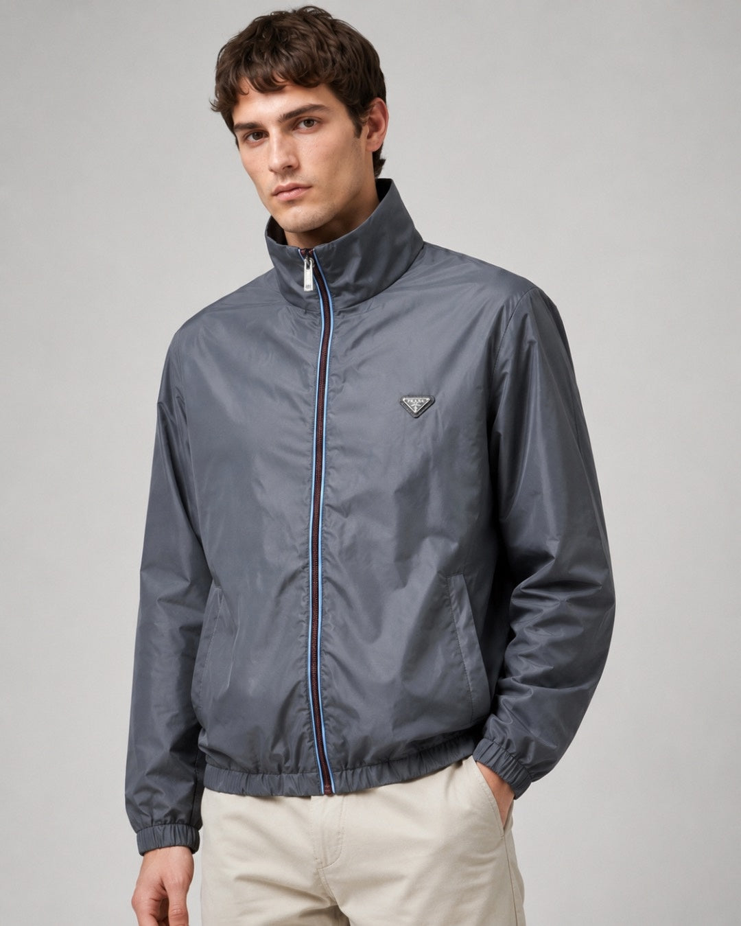 Triangle Logo Nylon Jacket - Grey