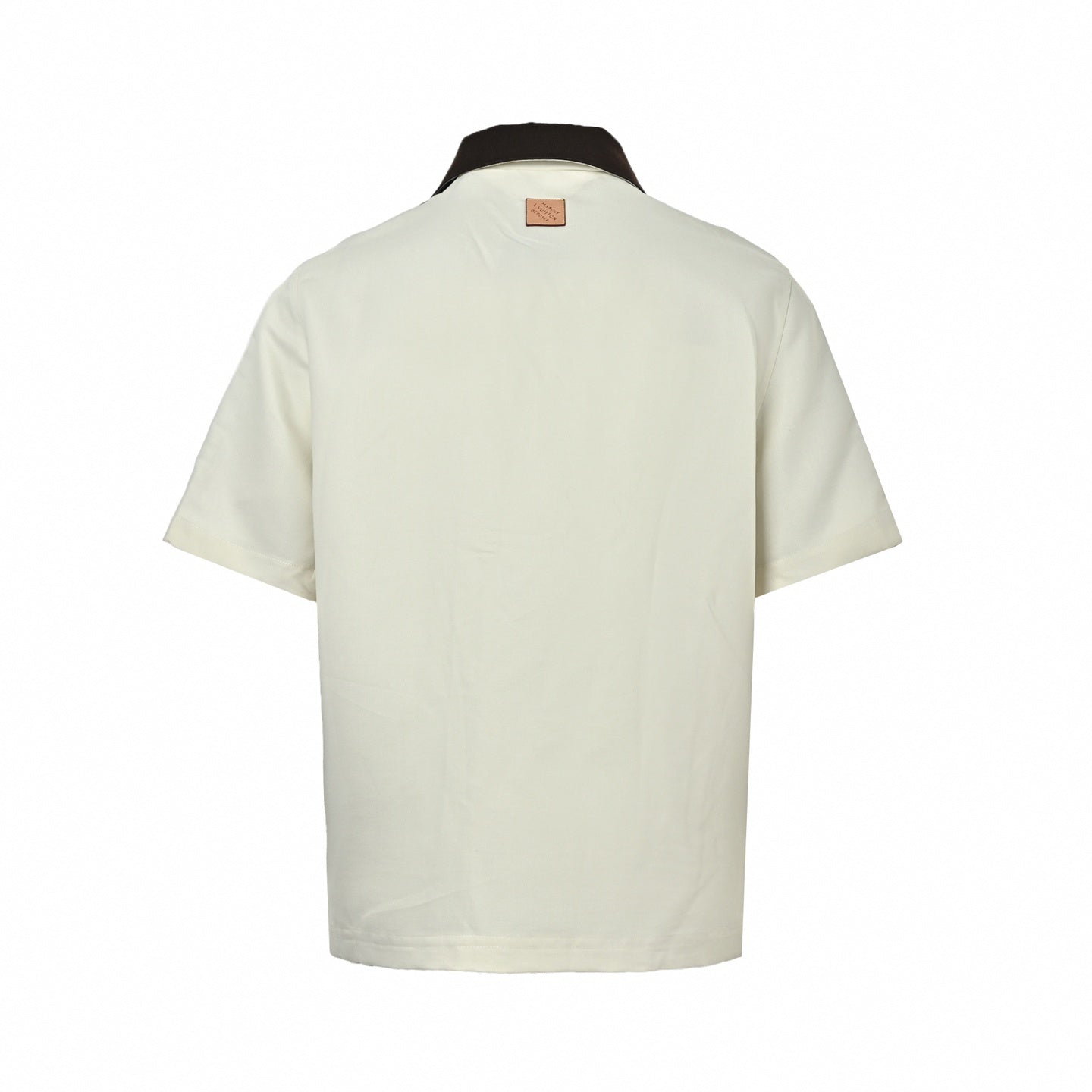 Contrast Stripe Camp Collar Shirt | Cream & Brown