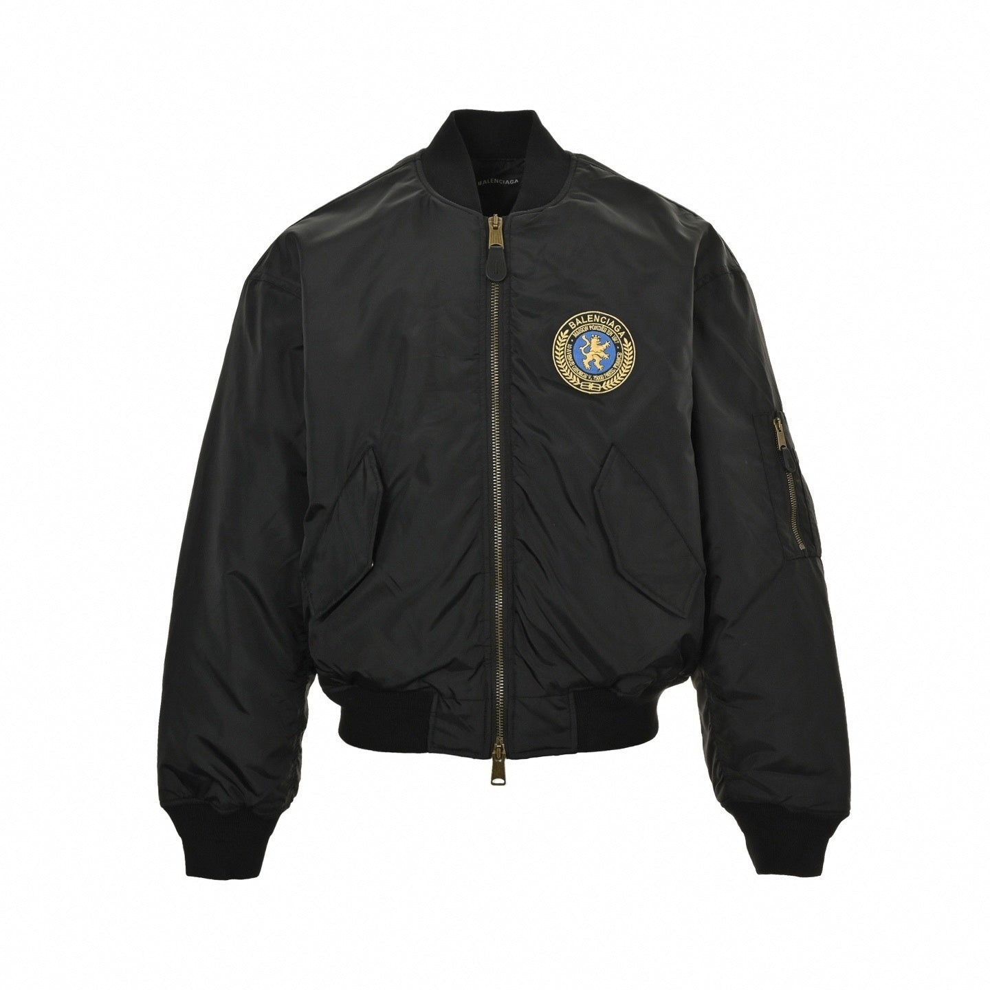 Crest-Patch Nylon Bomber Jacket | Black