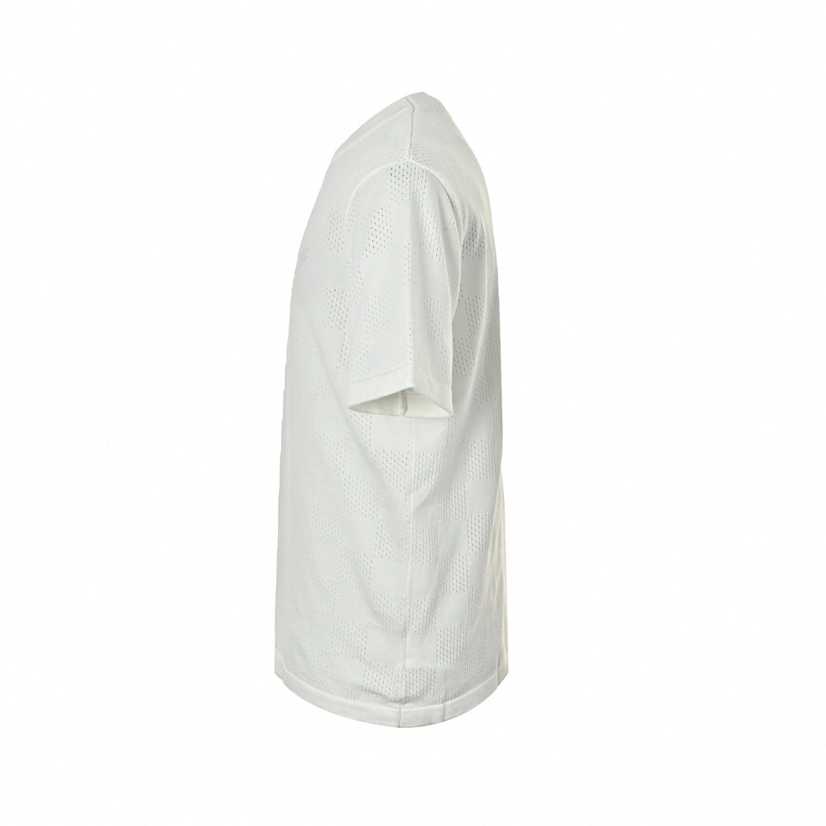 Pointelle Damier Knit T-Shirt | White