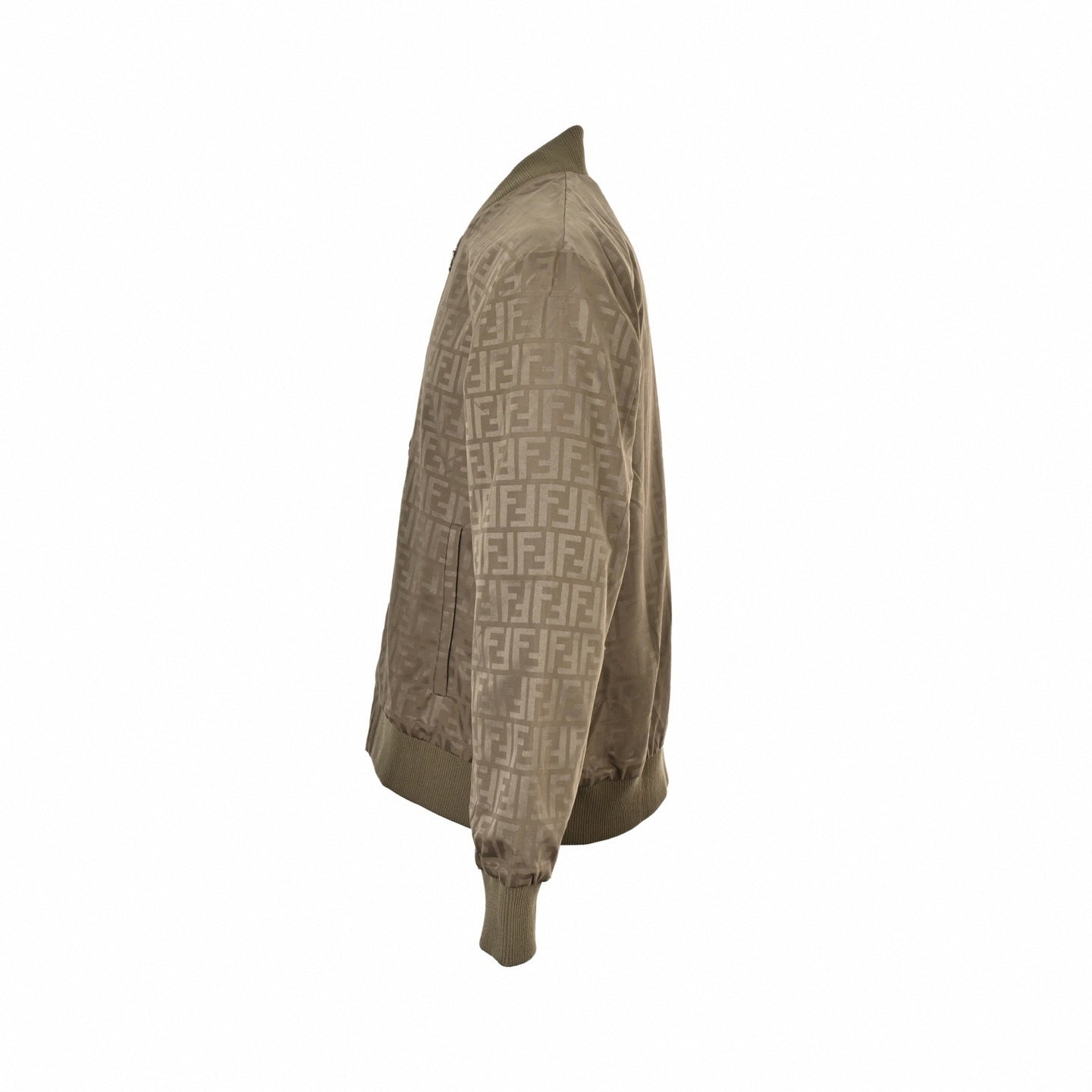 Tonal FF Jacquard Cotton Bomber Jacket | Taupe