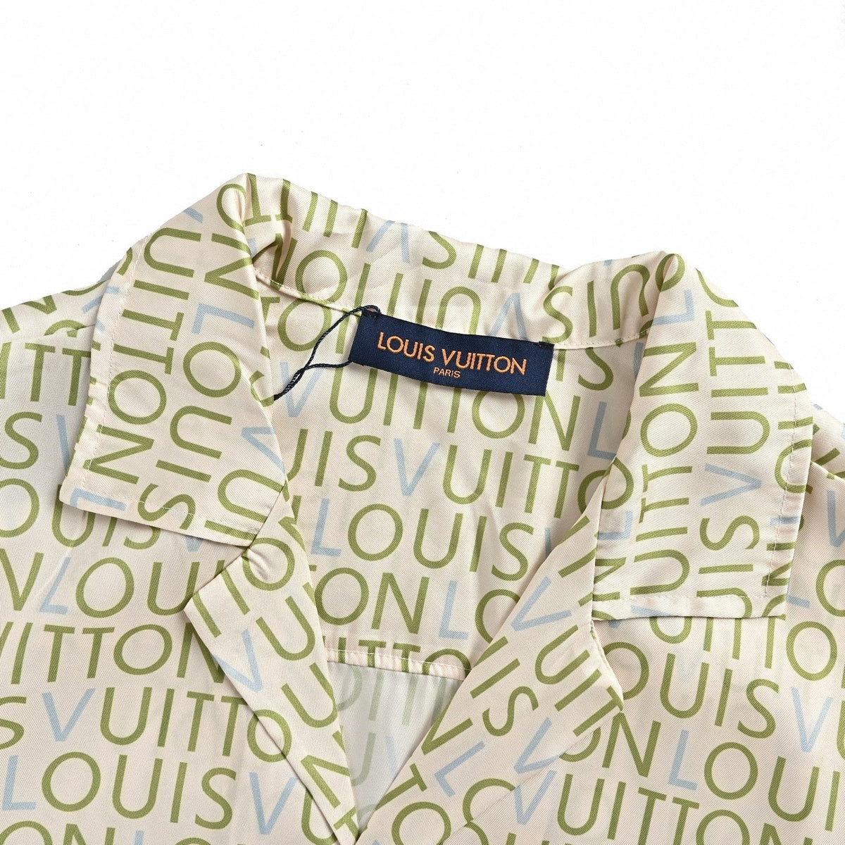 Typographic Print Short-Sleeve Shirt | Cream & Green