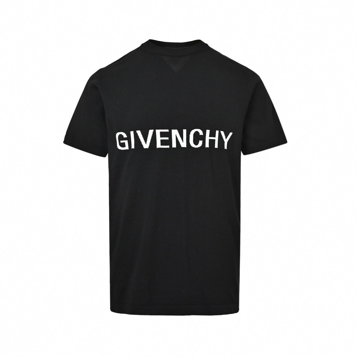 Intarsia Logo Knit T-Shirt - Black