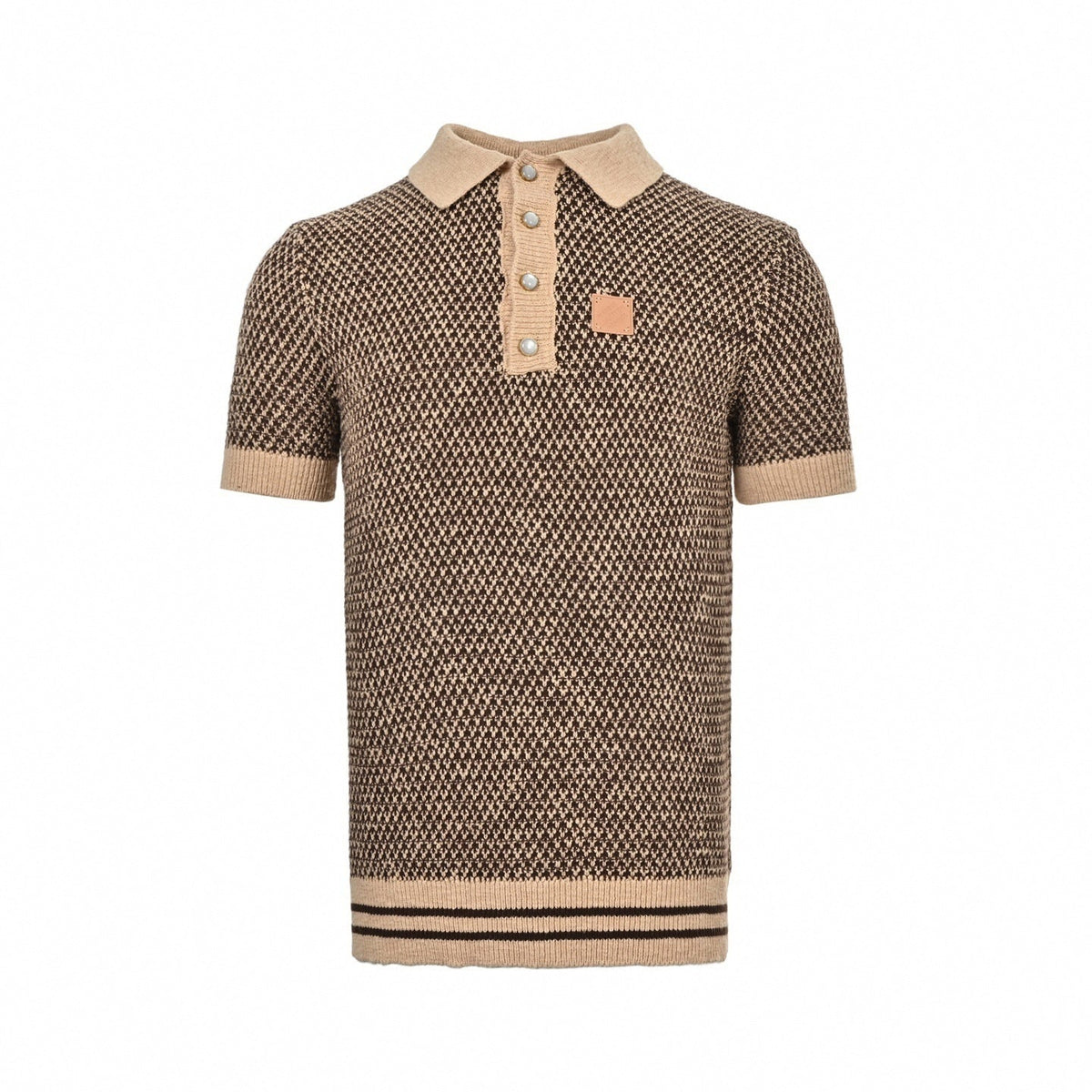 Damier Textured Knit Polo