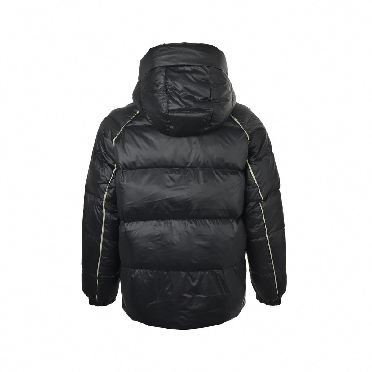 Contrast Piping Hooded Down Jacket | Black