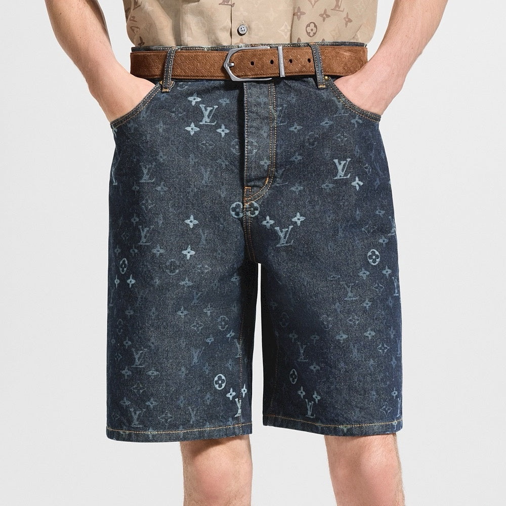 Monogram Baggy Denim Shorts | Dark Indigo
