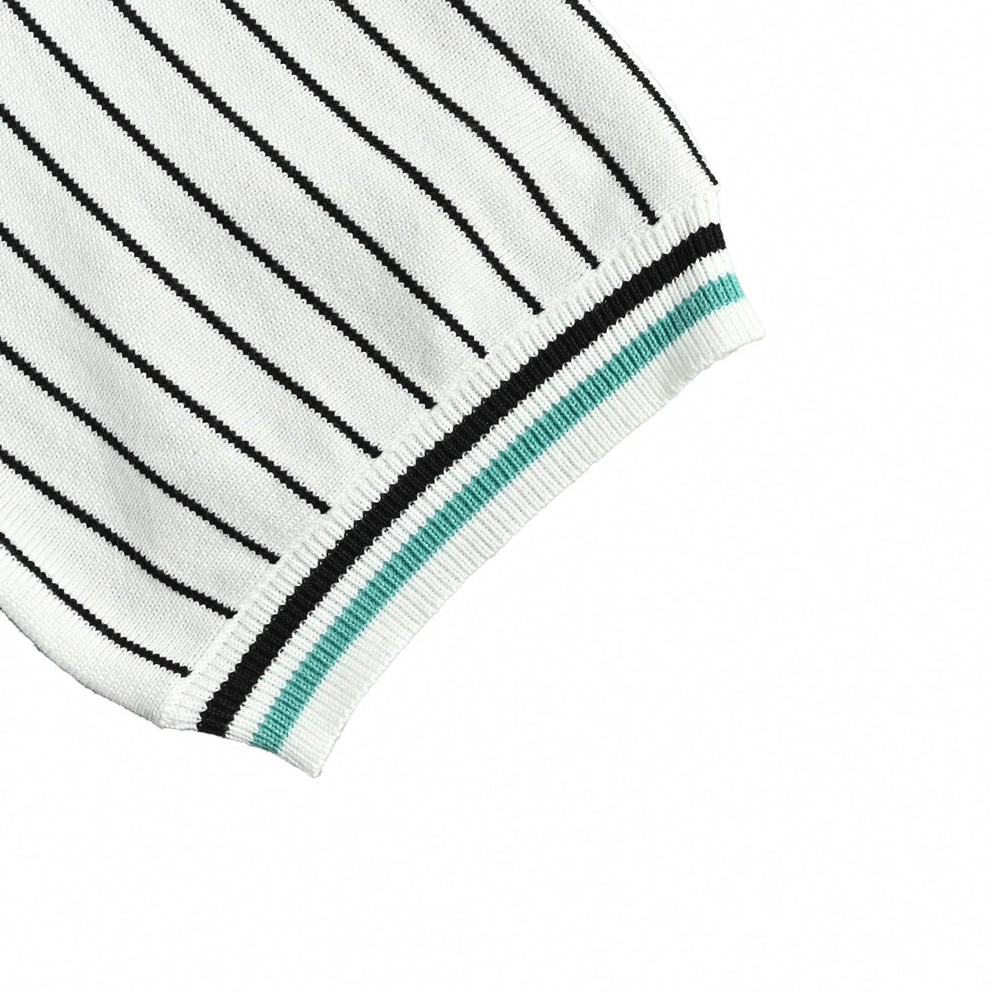 Striped Knit Polo | White