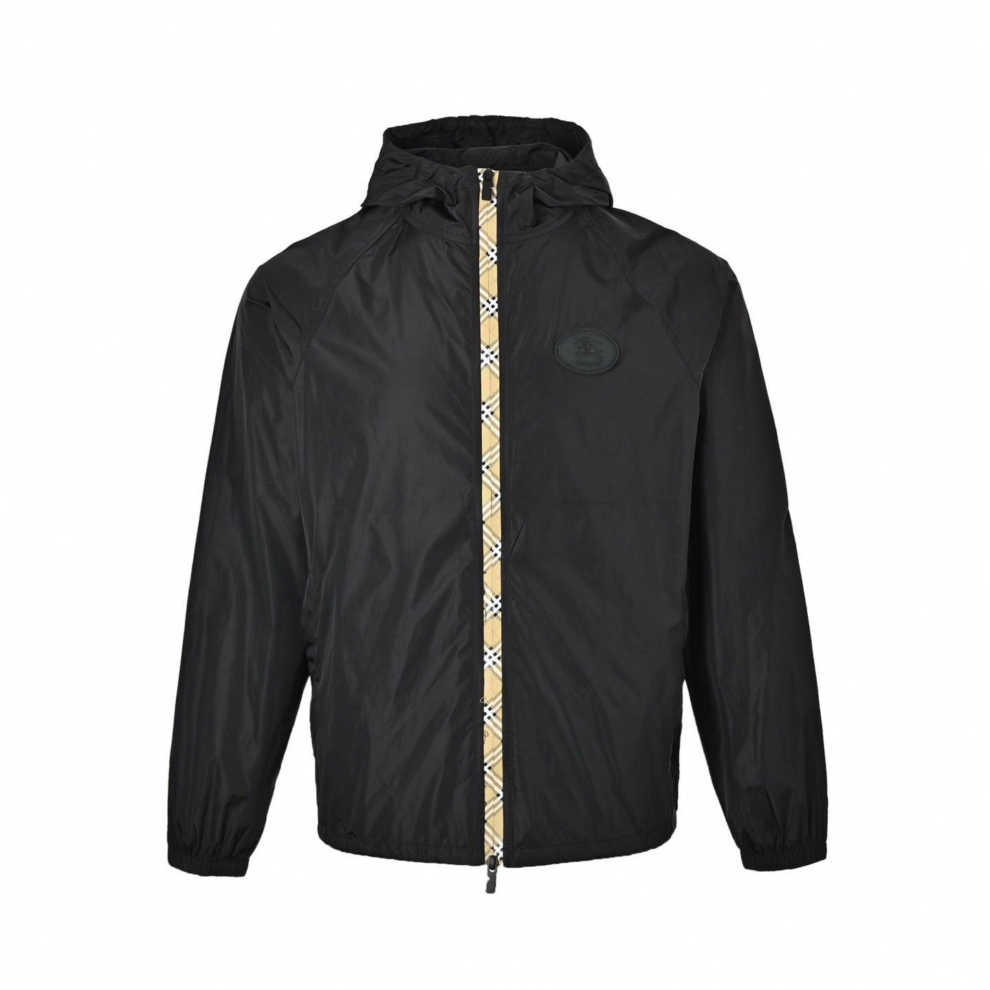 Vintage Check Trim Hooded Jacket | Black