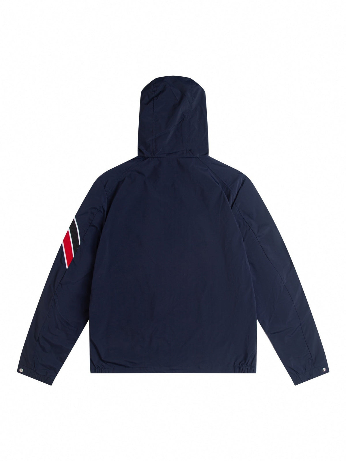 Tri-Color Stripe Hooded Windbreaker | Navy