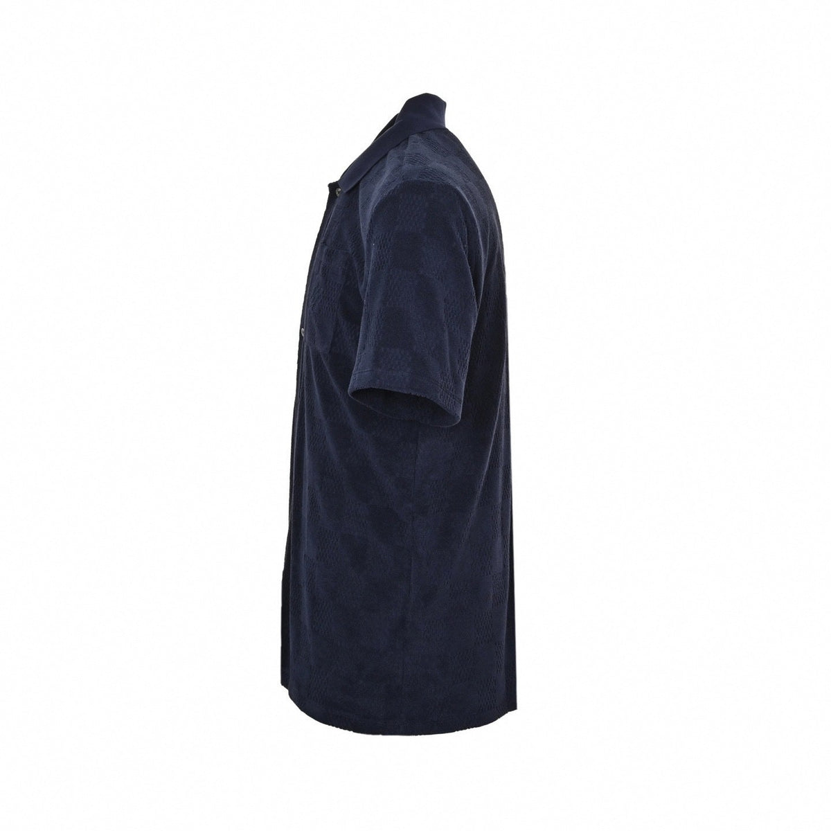 Damier Terry Cloth Button-Down Shirt | Navy Blue