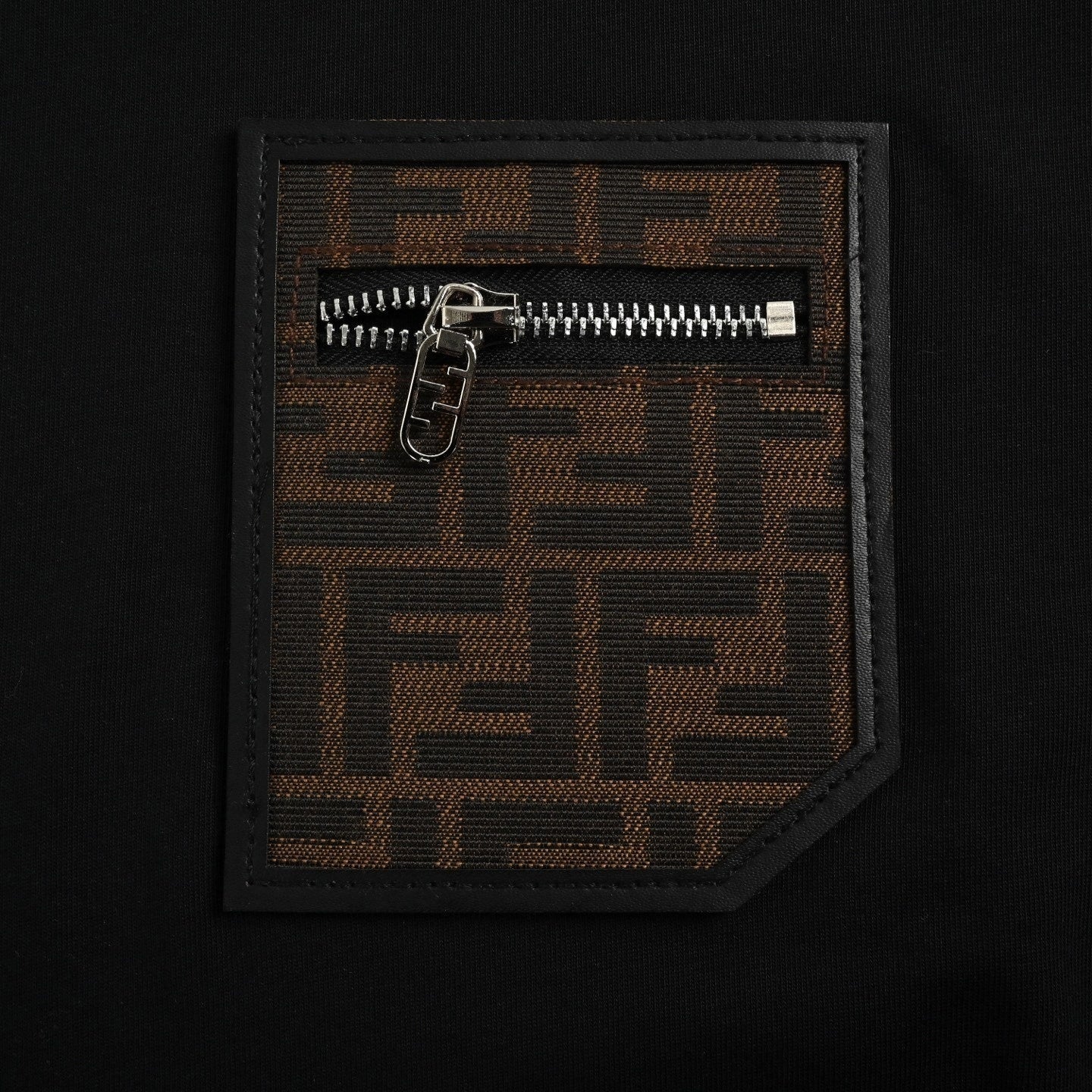 FF Monogram Zip Pocket Cotton T-Shirt