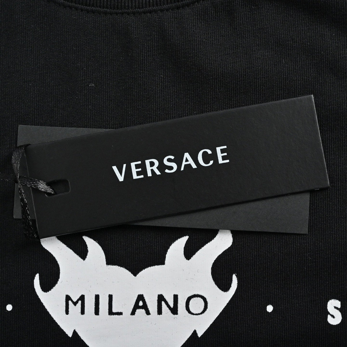 'Via Gesù 12' Flame Logo T-Shirt - Black