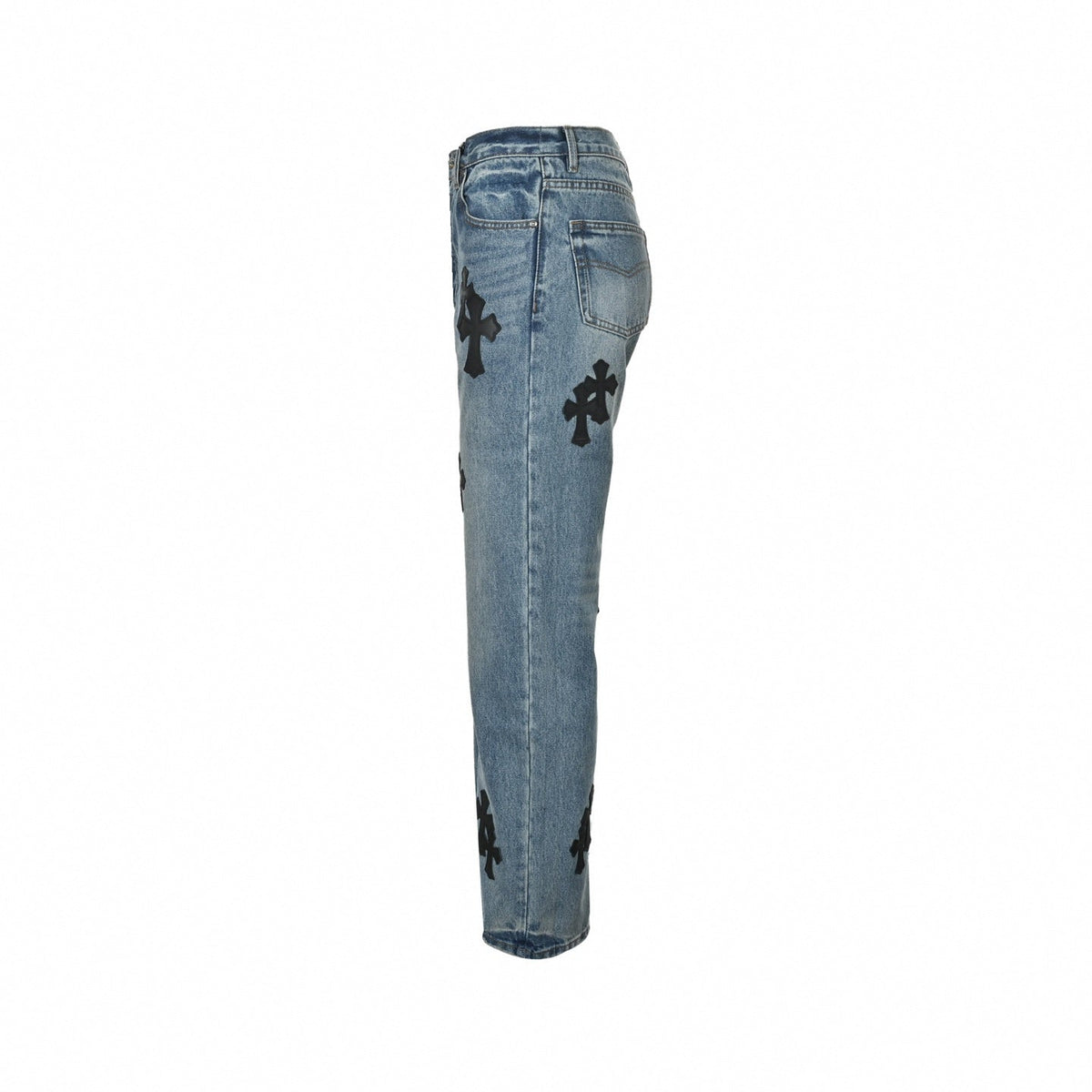 Cross Patch Denim Jeans | Blue