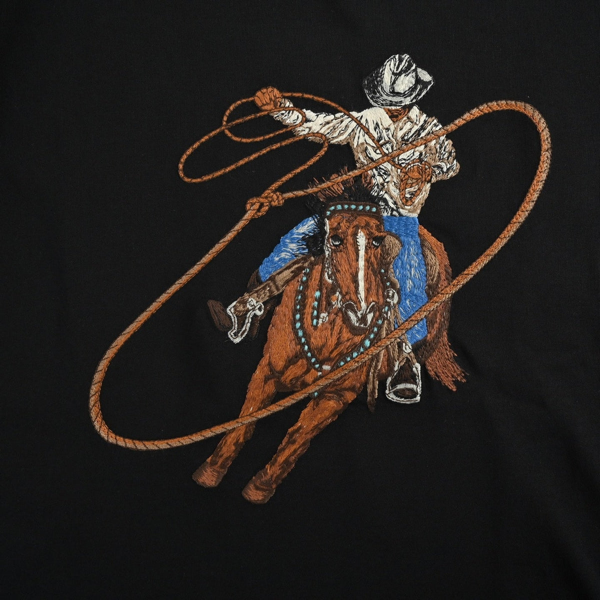 Embroidered Cowboy T-Shirt - Black
