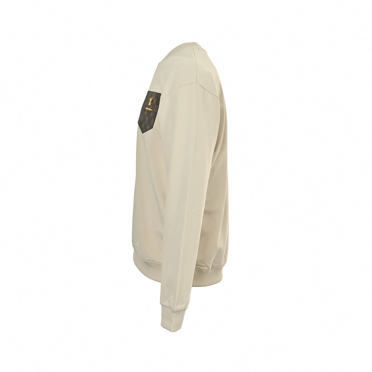 Monogram Pocket Cotton Crewneck | Beige