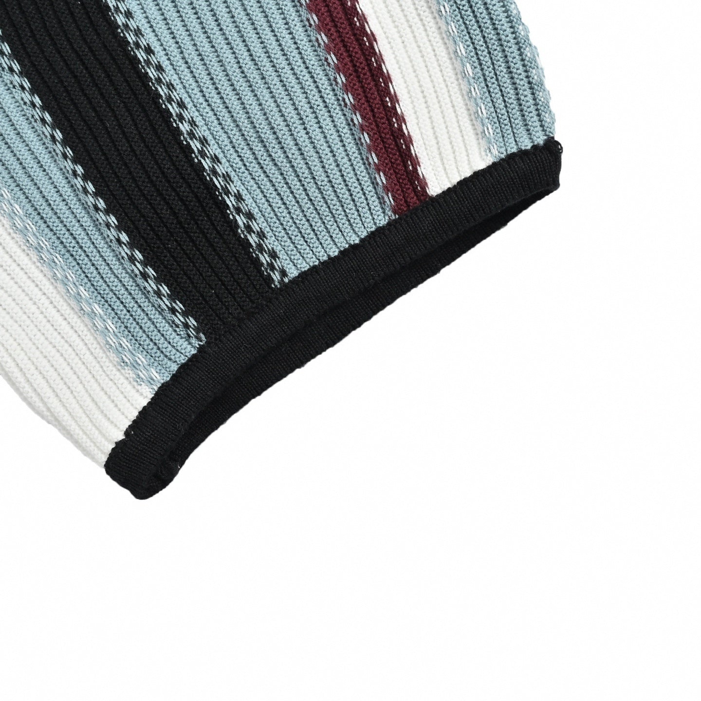 Vertical Stripe Ribbed Knit Polo