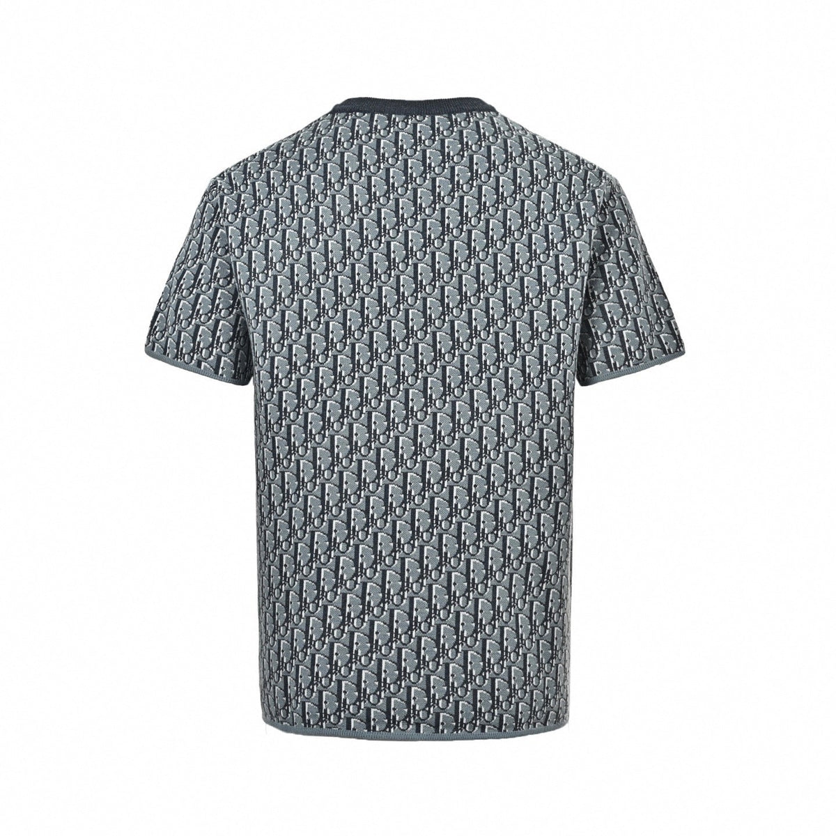 Oblique Jacquard Short-Sleeve Knit T-Shirt | Grey/Navy