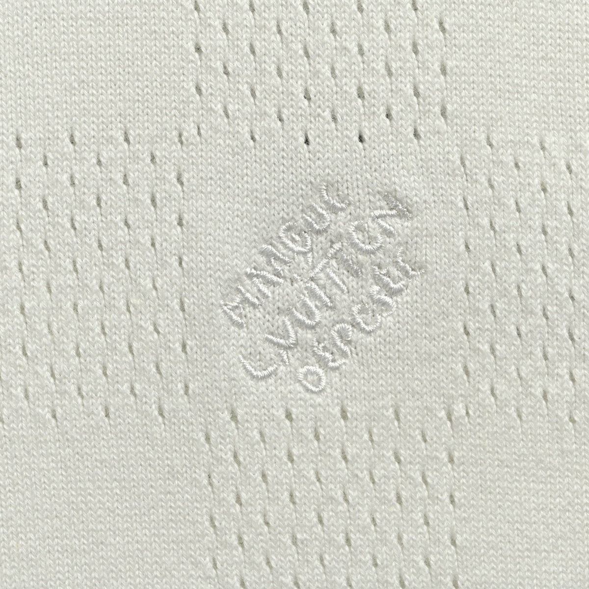 Pointelle Damier Knit T-Shirt | White