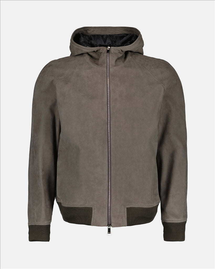 Leather bomber