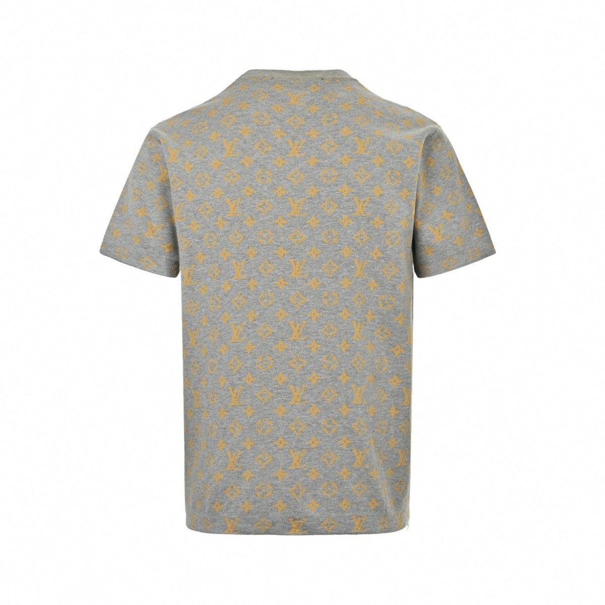 Monogram Jacquard Knit T-Shirt | Grey & Mustard