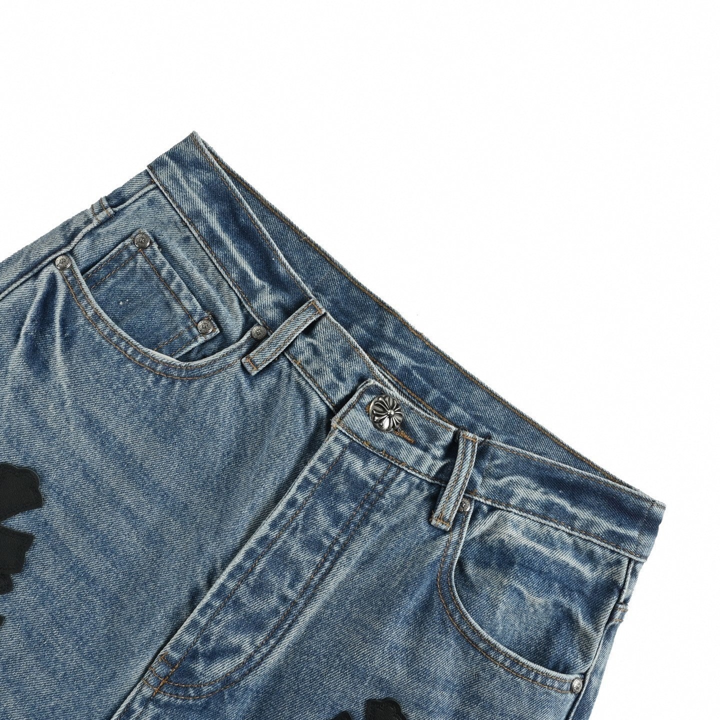 Cross Patch Denim Jeans | Blue