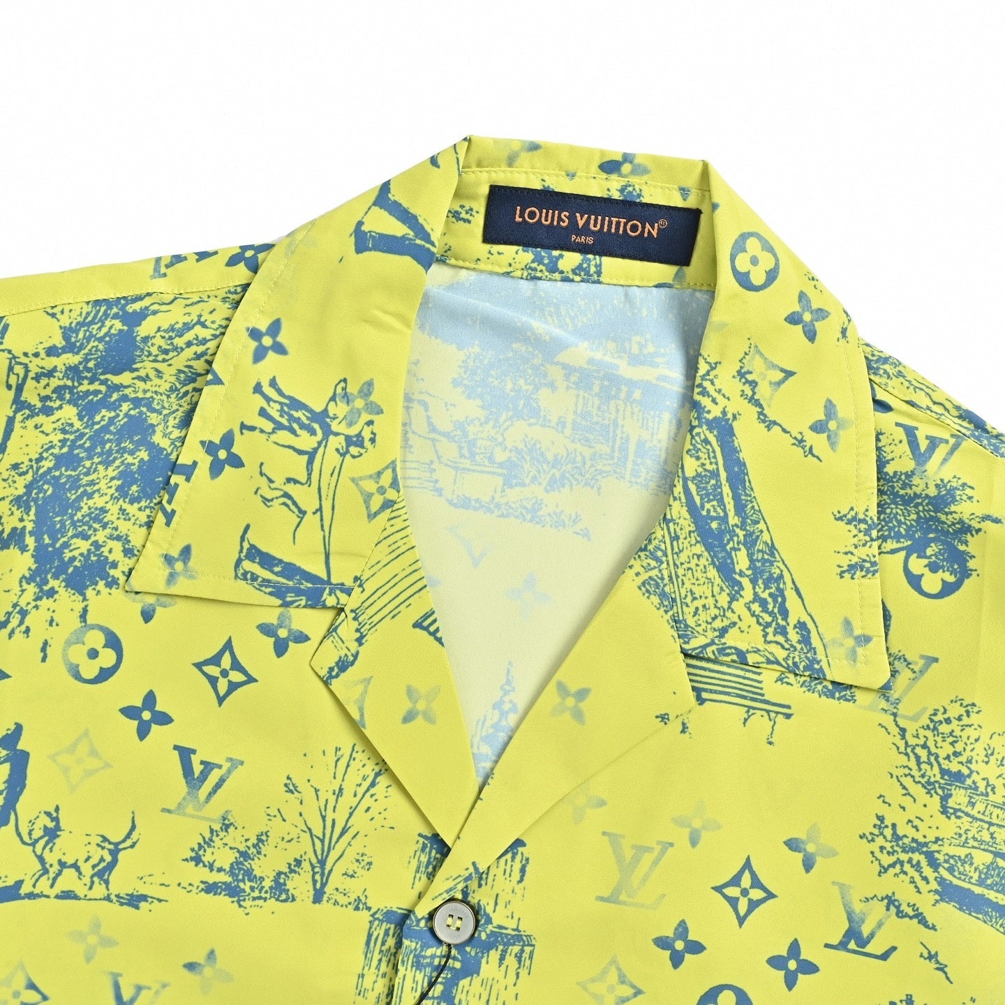 Monogram Cityscape Print Shirt & Shorts Set | Yellow & Blue